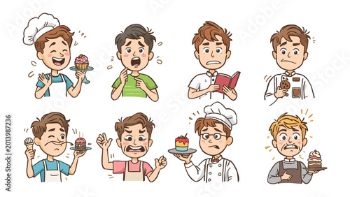 Canvas-taulu Culinary Emotions: A collection of diverse expressions, each depicting a unique reaction to culinary creations