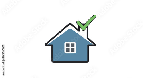 Illustration depicting a house with a checkmark symbol suggesting home approval