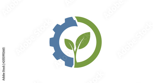 Eco-friendly industrial synergy symbol blending nature, progress, and sustainable growth design
