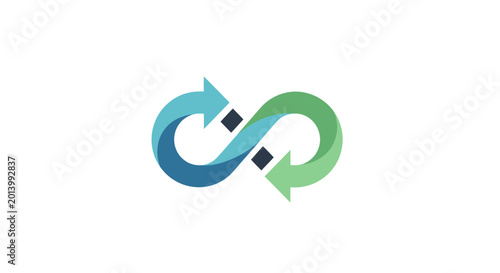 Abstract Loop Logo Design Depicting Interconnectedness and Continuous Process with Arrows