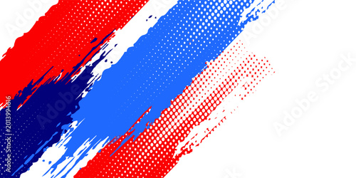 Konstfotografi Abstract red featuring blue grunge brushstroke on white background