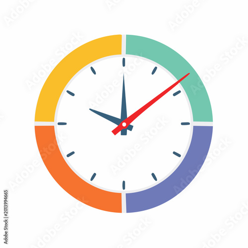 Free Download Colorful Clock Face with Time Segments - GFXLoad