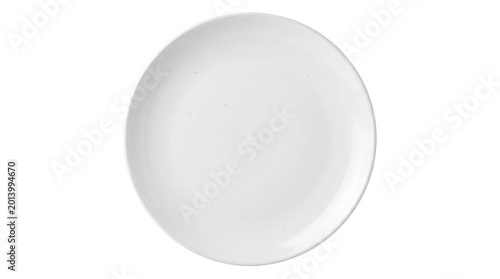 Empty white round ceramic plate top view