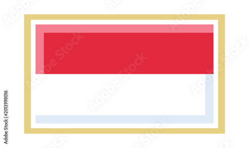 Illustration of the flag of Indonesia, featuring a red stripe over a white stripe, framed by a golden border. Free Download Illustration of the flag of Indonesia, featuring a red stripe over a white stripe, framed by a golden border. - GFXLoad