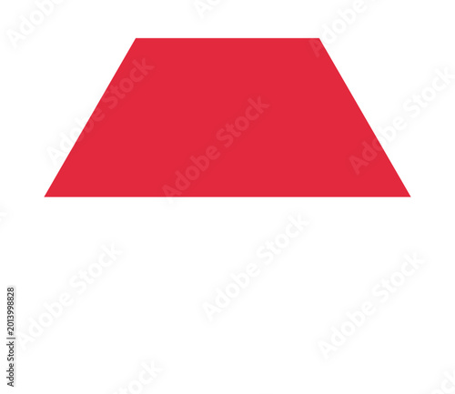 Red trapezoid geometric shape icon on white background.