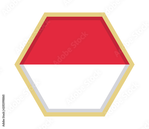 Free Download Hexagonal gold framed icon of red and white bicolor flag. - GFXLoad