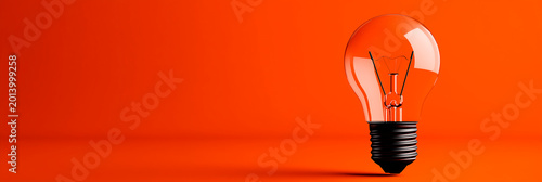 bulb on orange background. 3D rendering