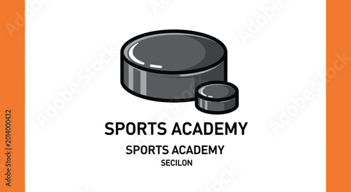 Distinctive Hockey Puck Emblem Illustrating Sports Academy Branding and Graphic Design