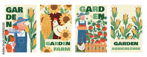 Foto Set of four vertical banners for a garden farm event
