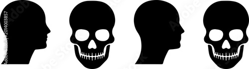 Tableau sur toile Death skull or human skull flat icon. Vector illustration.