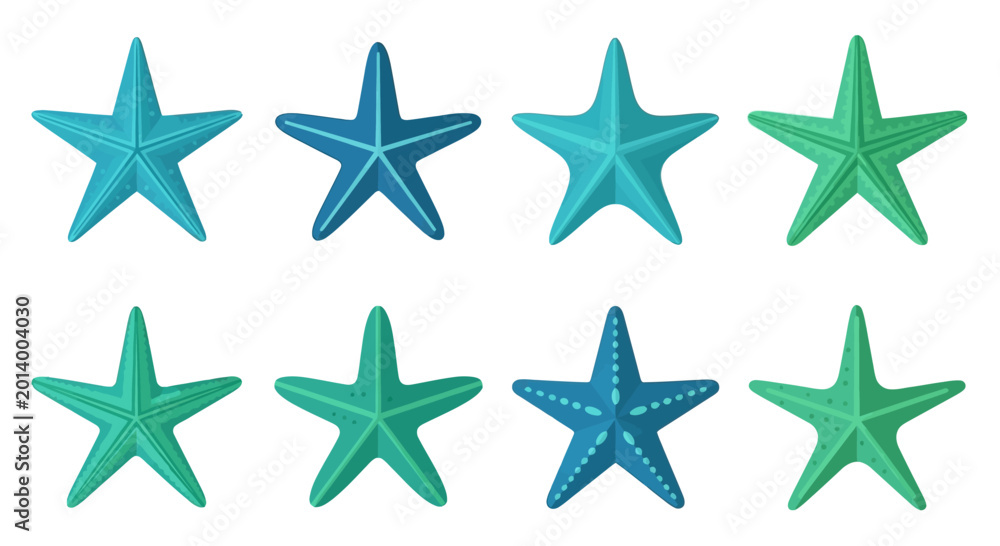 Obraz premium Set of Starfish Icons, Marine Life, Ocean Creatures, Nautical Theme, Vector Graphics