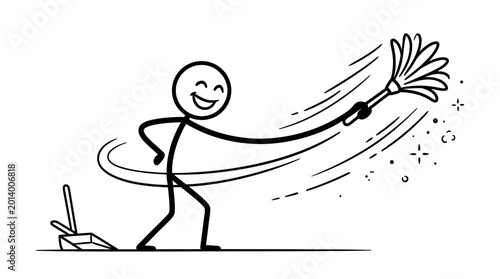 Fotografía stick figure throwing plant in the air.