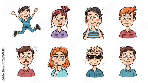 Canvas-taulu Emotion Portraits: A collection of diverse faces expressing a spectrum of human emotion, from elation to sorrow