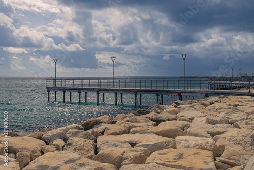 Coastal Pier and Rocks in Limassol Cyprus