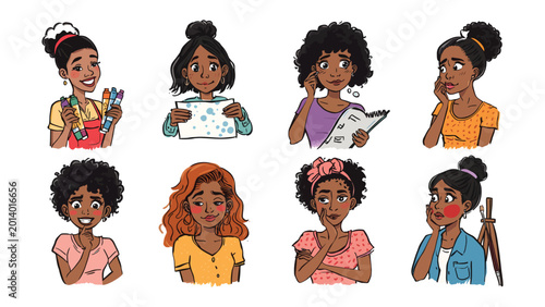 Photos Diverse Emotions: A collection of illustrations showcases the breadth of emotions experienced, each capturing a unique expression