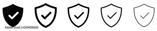 Free Download A set of shield line icons with a check mark inside. Vector illustration for security, reliability, and verified protection themes. - GFXLoad