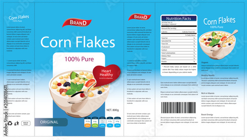Bild auf Leinwand cornflakes  Label Pouch Packaging Editable Vector Templates