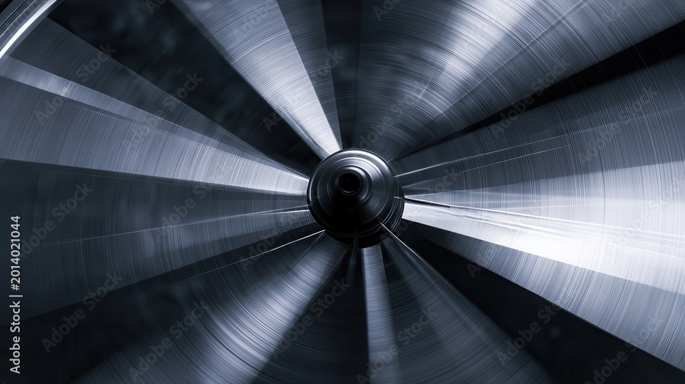 Obraz premium Abstract background of spinning bicycle wheel spokes, motion blur, metallic texture, silver and black, industrial aesthetic