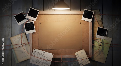 Vintage Detective Desk with Maps and Blank Paper Space