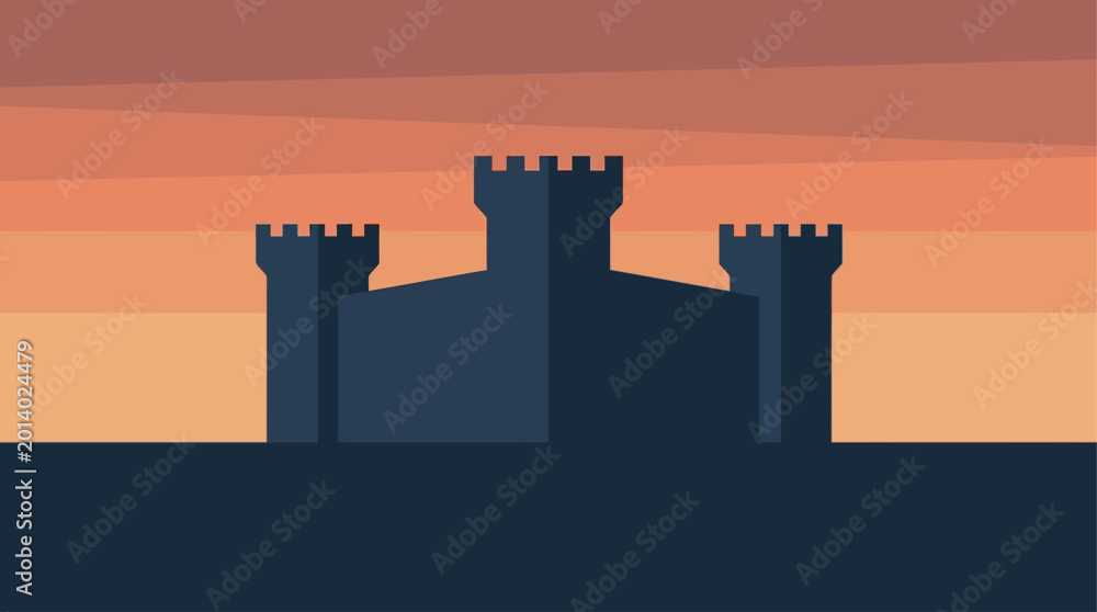 Obraz premium Caroline visits a medieval castle on a sunny day at sunset.