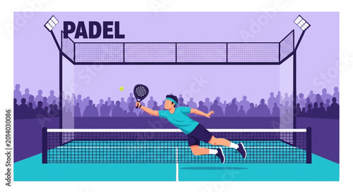 Dynamic Padel Player in Action, Striking The Ball During The Competitive Match