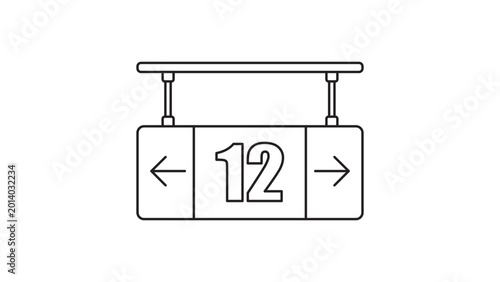Fotografía Minimalist aisle direction sign vector icon illustration featuring an editable stroke and adjustable line weight, suitable for retail shopping department markers and interior wayfinding signage