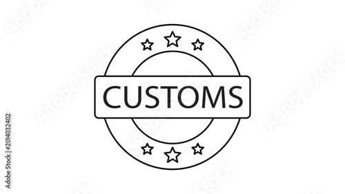 Bild auf Leinwand Official customs clearance stamp vector icon with an editable stroke, designed for international trade and shipping documentation as a clean minimalist outline illustration for logistics apps