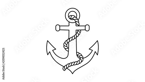 Konstfotografi Industrial shipping anchor vector icon illustration with editable stroke and adjustable line weight for marine logistics and nautical themes, minimalist hand-drawn scalable outline design