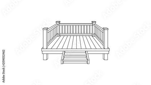Photos Minimalist wooden deck patio vector icon with editable stroke, high quality backyard terrace floor illustration for architectural design projects, customizable line weight and thin outline style