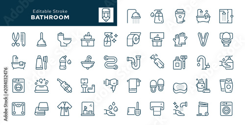 Bild auf Leinwand Bathroom outline icons set