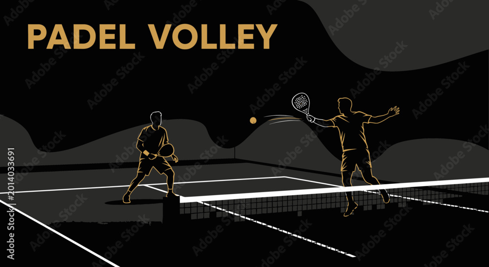 Obraz premium Dynamic Padle Volley Graphic Featuring People Silhouettes Playing the Sport