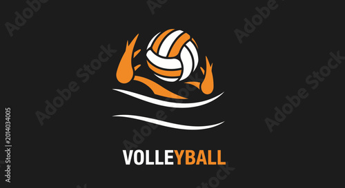 Dynamic Volleyball Logo Depicting Sport Icon On A Contrasting Dark Background