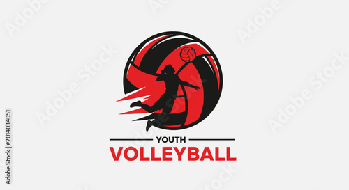 Dynamic Volleyball Logo Depicting Youth Players, Perfect For Teams And Sport Clubs