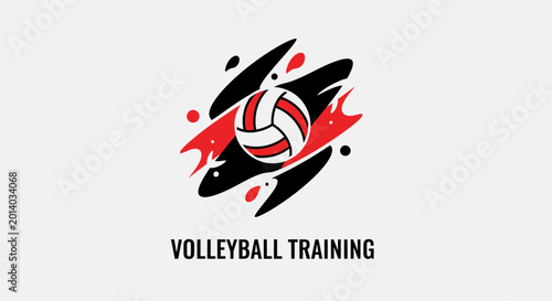 Dynamic Volleyball Logo Depicting Training, Suitable For Sports Academies Or Clubs