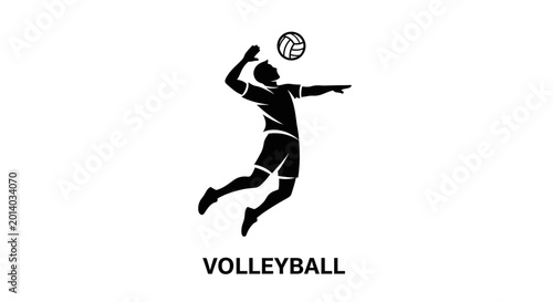 Dynamic Volleyball Player Silhouette Illustrating Athleticism, Power, And Skillful Action
