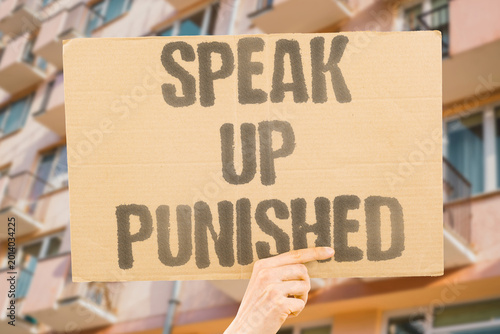 Картината върху платно "Speak Up Punished" Individuals face legal consequences for public commentary