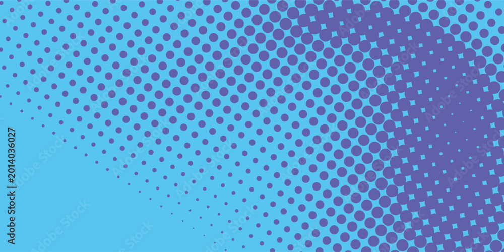 Fototapeta premium Modern purple and blue pop art retro background with halftone dotted design in comic style dynamic illustration art