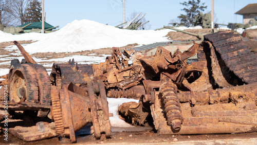 the remains of a tank destroyed in the war in Ukraine 