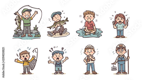 Photos Fisherman's Chronicles: A lighthearted collection of fisherman illustrations depicting a spectrum of emotions associated with angling, from jubilation to frustration