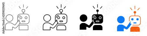 Valokuva Four icons depict interactions between a human figure and a robot