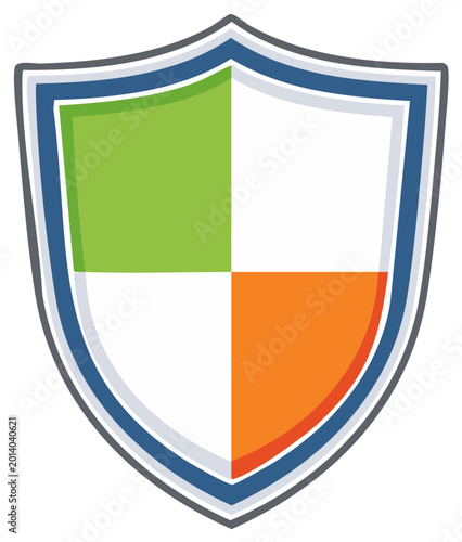 Free Download Isolated Graphic Shield Icon Green White Orange Colors Protection Safety Security Element - GFXLoad