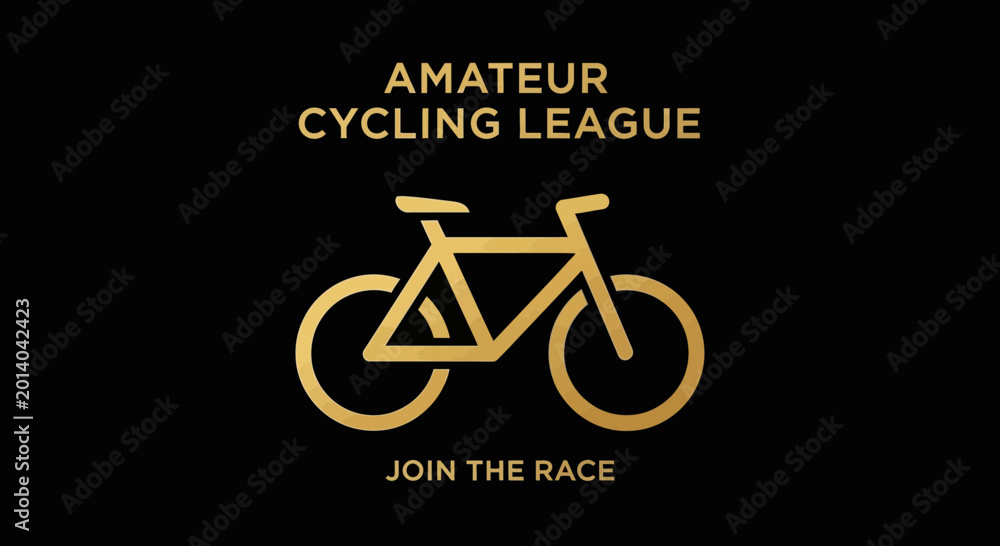Fototapeta premium Emblem Of Amateur Cycling League With Golden Bicycle And Black Background