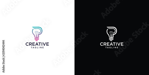 Obraz na plátně smart bulb tech logo design, creative idea, digital logo technology, initial log