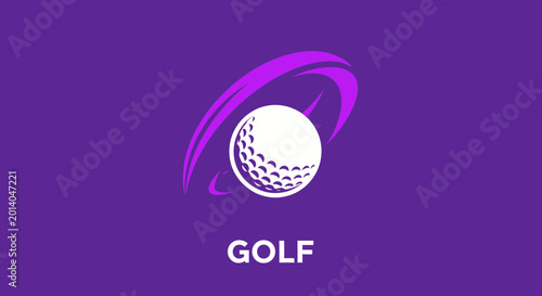 Golf Ball Illustration in Motion with Unique Design Amidst Vibrant Purple Background