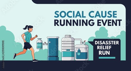 Graphic Illustrating Social Cause Running Event for Disaster Relief Efforts