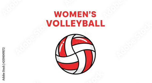 Graphic Design: Women's Volleyball Iconic Ball Illustration Isolated On White Background