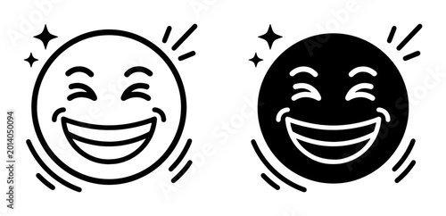 Fotografía Joyful Laughing Emoji Icons, Happy Face Vector Art, Positive Emotion Symbols, Bl