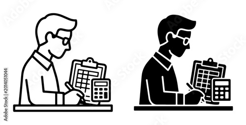 Quadro su tela Accountant Icon Set, Financial Analyst Vector Graphics, Business Professional Il