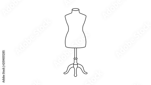 Tableau sur toile Minimalist vector icon illustration of a tailor mannequin with an editable stroke and customizable line weight, suitable for apparel shops, dressmaking crafts, and fashion industry web elements