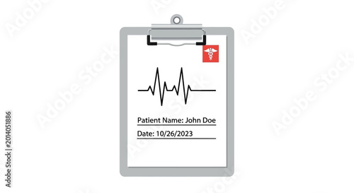 Medical Clipboard with Heartbeat ECG and Patient Information